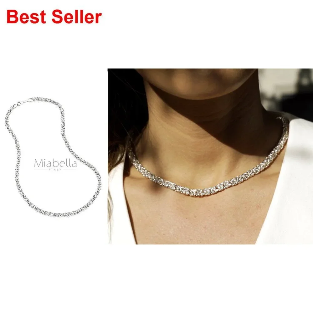 925 Sterling Silver Byzantine Necklace Handmade in Italy